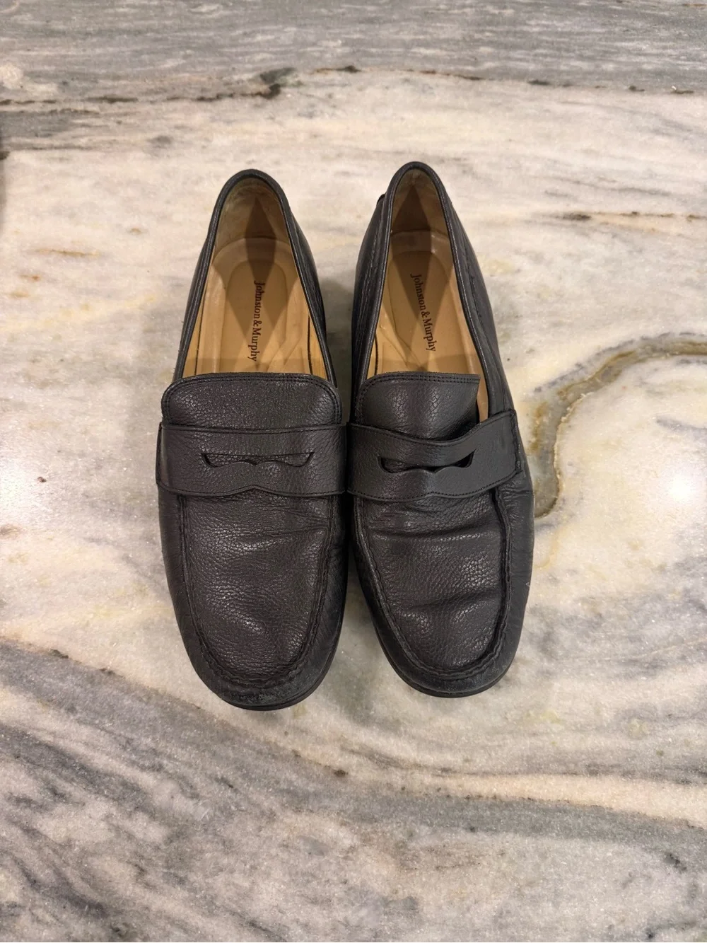 Johnston & Murphy Men’s Black Leather Penny Loafers | Size 12